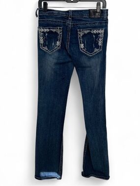 Cedar Rose Dark Blue Bootcut Jeans with Embellished Back Pockets
